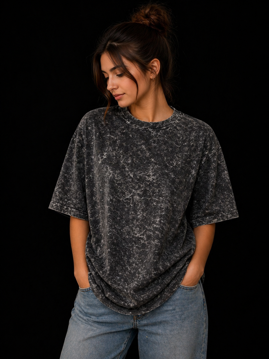 Washed Black Oversized T-Shirt - W